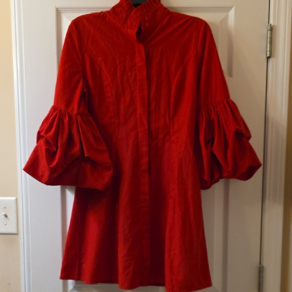 True Destiny Red Tunic with Puff Sleeves